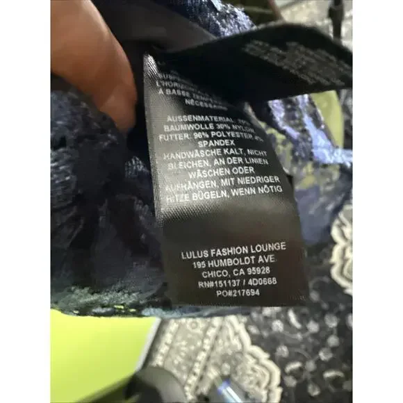 Lulu’s Make It Mesmerizing Navy Blue Jacquard Tiered Midi Dress, XS - Picture 6 of 8